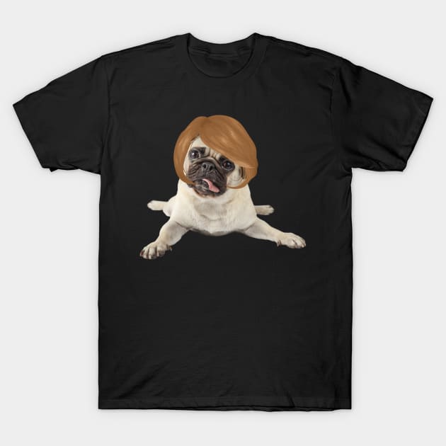 Dog With Wig T-Shirt by TheMegaStore